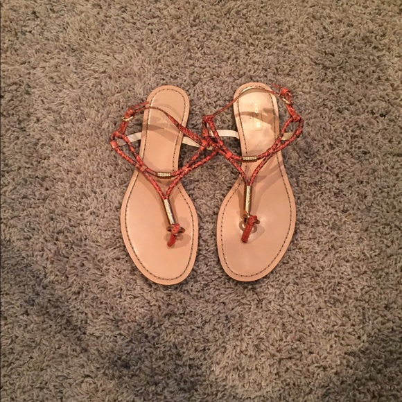 Coach Shoes - Authentic Coach Red Snakeskin Sandals, Size 7